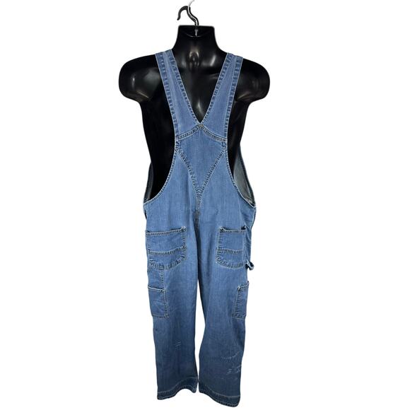 Carhartt Double Knee Denim Overalls Carpenter Workwear Utility 42x30 Distressed - Picture 2 of 16